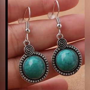 Turquoise Round Drop Fashion Vintage Earrings